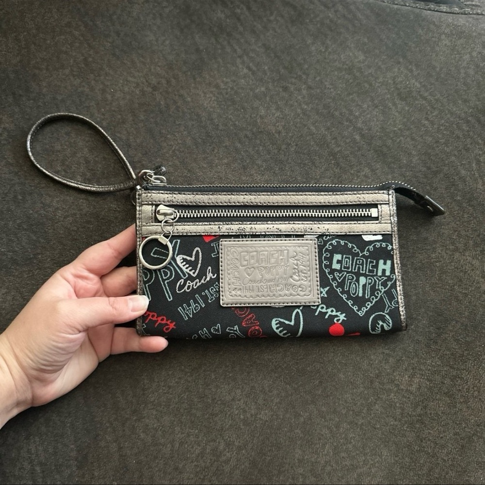 Coach Poppy Graffiti Wristlet